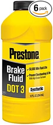 Prestone DOT 3 Brake Fluid, 12 oz, Pack of 12