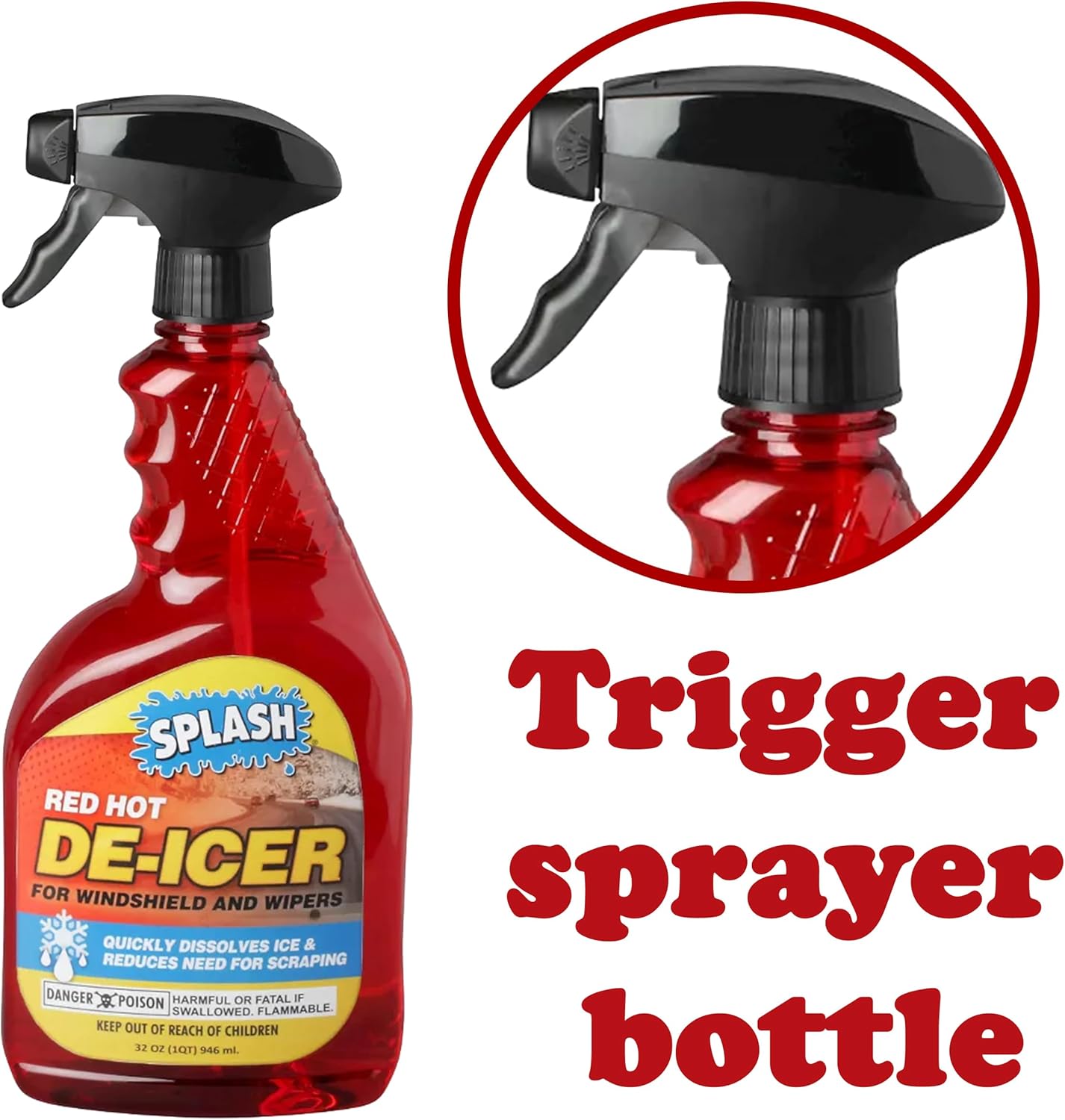 Splash Red Hot De-icer Windshield Trigger Spray 32 Ounces (Pack of 3)