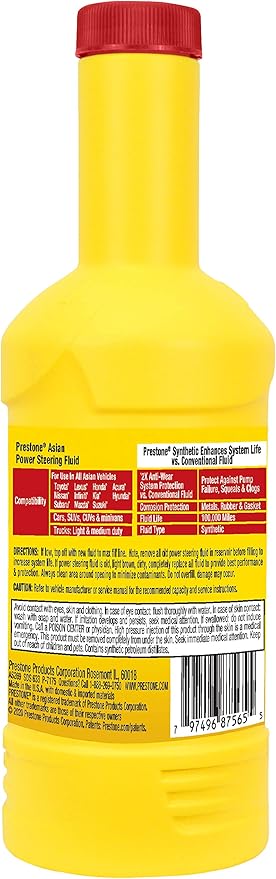Prestone Power Steering Fluid, 12 oz | For Asian Vehicles | Pack of 2