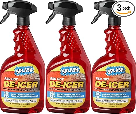 Splash Red Hot De-icer Windshield Trigger Spray 32 Ounces (Pack of 3)
