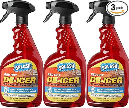 Splash Red Hot De-icer Windshield Trigger Spray 32 Ounces (Pack of 3)
