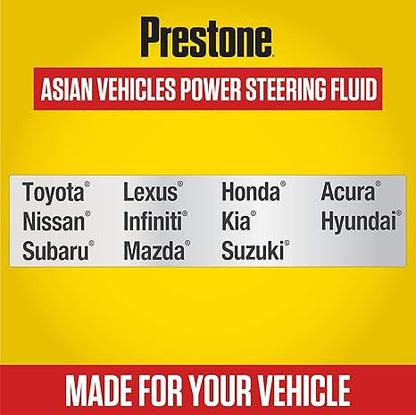 Prestone Power Steering Fluid, 12 oz | For Asian Vehicles | Pack of 2