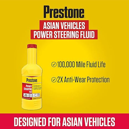Prestone Power Steering Fluid, 12 oz | For Asian Vehicles | Pack of 2